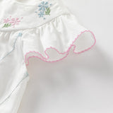 Dave&Bella Toddler Girls Summer Cute Classic White Cotton T-shirt Short Pant Sets