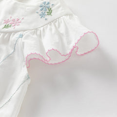Dave&Bella Girls Summer Lovely Classic White Cotton T-shirt Short Pant Set