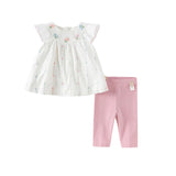 Dave&Bella Toddler Girls Summer Cute Classic White Cotton T-shirt Short Pant Sets