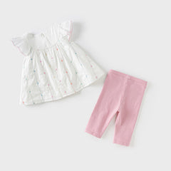 Dave&Bella Girls Summer Lovely Classic White Cotton T-shirt Short Pant Set