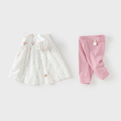 Dave&Bella Girls Summer Lovely Classic White Cotton T-shirt Short Pant Set