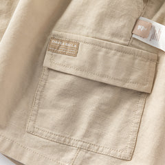 Dave&Bella Boys Summer Solid Color Linen Shirt Short Pant Set
