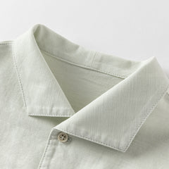 Dave&Bella Boys Summer Solid Color Linen Shirt Short Pant Set