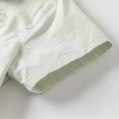 Dave&Bella Boys Summer Solid Color Linen Shirt Short Pant Set