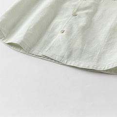 Dave&Bella Boys Summer Solid Color Linen Shirt Short Pant Set