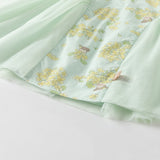 Dave&Bella Toddler Girls Summer Green Floral Chinese-style Breathable A-line Mesh Dress