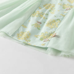 Dave&Bella Toddler Girls Summer Green Floral Chinese-style Breathable A-line Mesh Dress