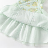 Dave&Bella Toddler Girls Summer Green Floral Chinese-style Breathable A-line Mesh Dress