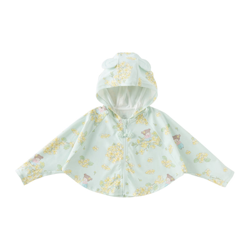 Dave&Bella Toddler Girls Summer Cute Green-floral Outdoor UV-protection Sunscreen Jacket
