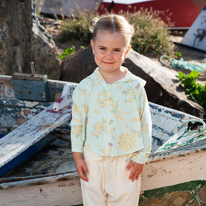 Dave&Bella Toddler Girls Summer Cute Green-floral Outdoor UV-protection Sunscreen Jacket