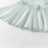 Dave&Bella Girls Summer Bow Tie Green Cotton Dress