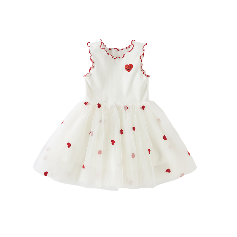 Dave&Bella Girls Summer Sleeveless Knit Princess Mesh Dress