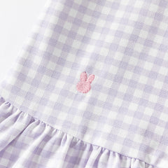 Dave&Bella Girls Summer Cotton Purple Plaid Polo Cute College Dress