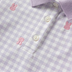 Dave&Bella Girls Summer Cotton Purple Plaid Polo Cute College Dress