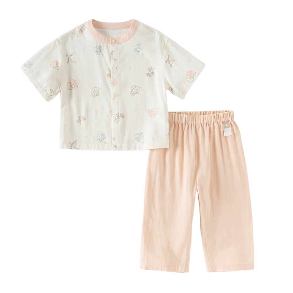 Dave&Bella Toddler Boys/Girls Grey Green/Orange Pink Indoor Comfortable Print Pajamas