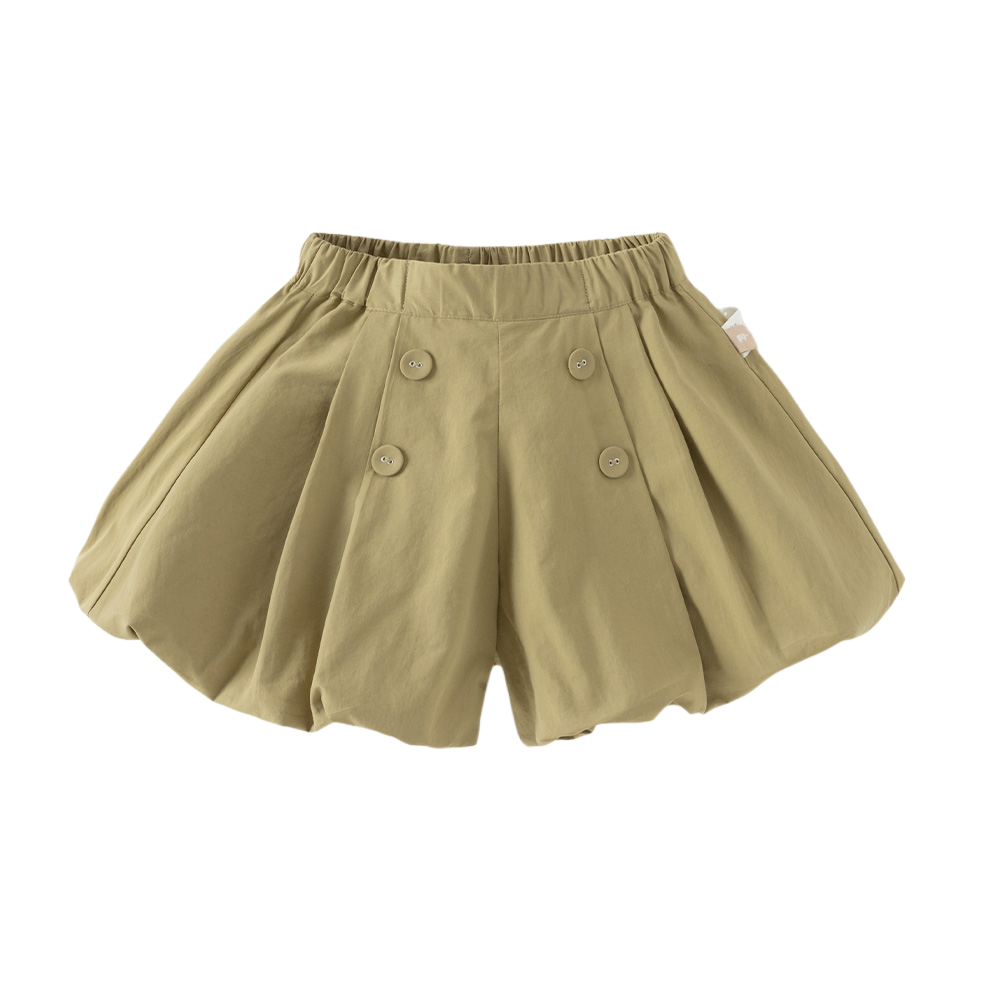 Dave&Bella Summer Kids Girls Cute Green/Apricot Breathable Cotton Paperbag Waist Shorts
