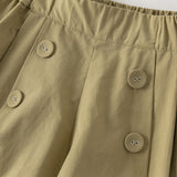 Dave&Bella Summer Kids Girls Cute Green/Apricot Breathable Cotton Waist Shorts