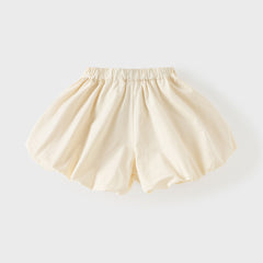 Dave&Bella Summer Kids Girls Cute Green/Apricot Breathable Cotton Paperbag Waist Shorts