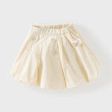 Dave&Bella Summer Kids Girls Cute Green/Apricot Breathable Cotton Waist Shorts