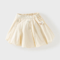 Dave&Bella Summer Kids Girls Cute Green/Apricot Breathable Cotton Paperbag Waist Shorts