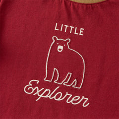 Dave&Bella Toddler Boys Summer Dark Red Comfortable Cotton Daily Short Sleeve T-shirts