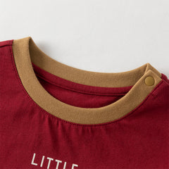 Dave&Bella Toddler Boys Summer Dark Red Comfortable Cotton Daily Short Sleeve T-shirts