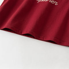 Dave&Bella Toddler Boys Summer Dark Red Comfortable Cotton Daily Short Sleeve T-shirts