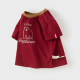 Dave&Bella Toddler Boys Summer Dark Red Comfortable Cotton Daily Short Sleeve T-shirts