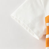 Dave&Bella Summer Toddler Boys Yellow White Striped Cute Crab Print Cotton Soft T-Shirt