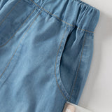 Dave&Bella Summer Toddler Boys Fashion Denim Blue Straight-leg Comfortable Jean Shorts
