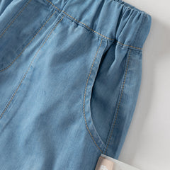 Dave&Bella Summer Toddler Boys Fashion Denim Blue Straight-leg Comfortable Jean Shorts