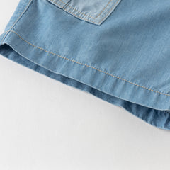 Dave&Bella Summer Toddler Boys Fashion Denim Blue Straight-leg Comfortable Jean Shorts