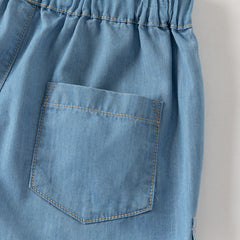 Dave&Bella Summer Toddler Boys Fashion Denim Blue Straight-leg Comfortable Jean Shorts