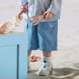 Dave&Bella Summer Toddler Boys Fashion Denim Blue Straight-leg Comfortable Jean Shorts