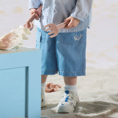 Dave&Bella Summer Toddler Boys Fashion Denim Blue Straight-leg Comfortable Jean Shorts