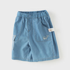Dave&Bella Summer Toddler Boys Fashion Denim Blue Straight-leg Comfortable Jean Shorts