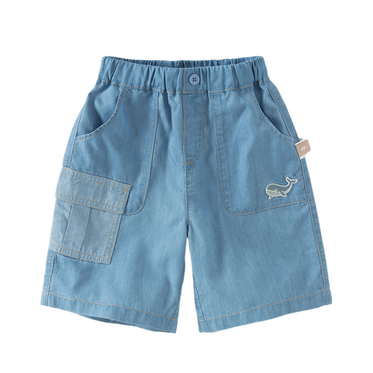 Dave&Bella Summer Toddler Boys Fashion Denim Blue Straight-leg Comfortable Jean Shorts