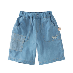 Dave&Bella Summer Toddler Boys Fashion Denim Blue Straight-leg Comfortable Jean Shorts