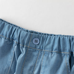 Dave&Bella Summer Toddler Boys Fashion Denim Blue Straight-leg Comfortable Jean Shorts