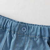Dave&Bella Summer Toddler Boys Fashion Denim Blue Straight-leg Comfortable Jean Shorts