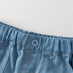 Dave&Bella Summer Toddler Boys Fashion Denim Blue Straight-leg Comfortable Jean Shorts