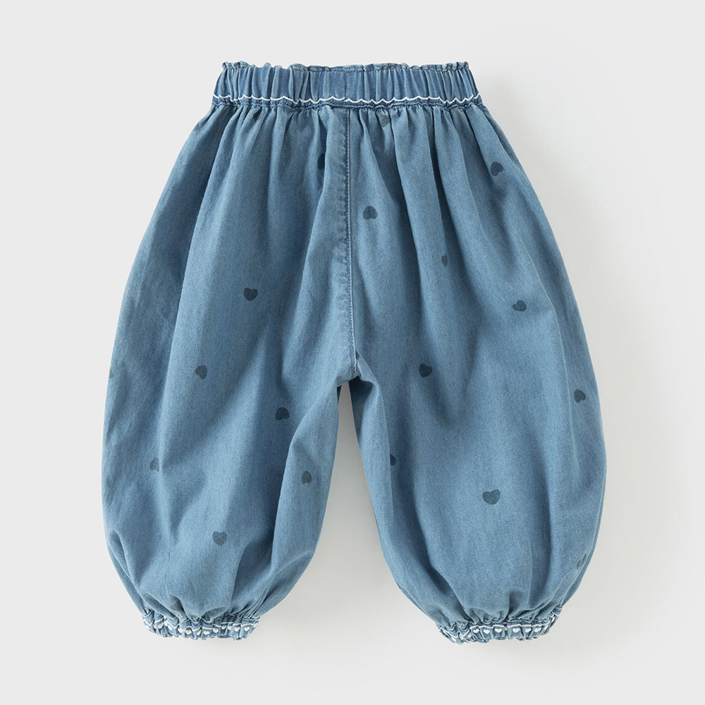 Dave&Bella Toddler Girls Summer Fashion Denim Blue Cotton Loose Jogger Jeans
