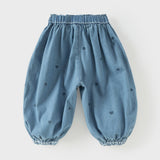 Dave&Bella Toddler Girls Summer Fashion Denim Blue Cotton Loose Jogger Jeans