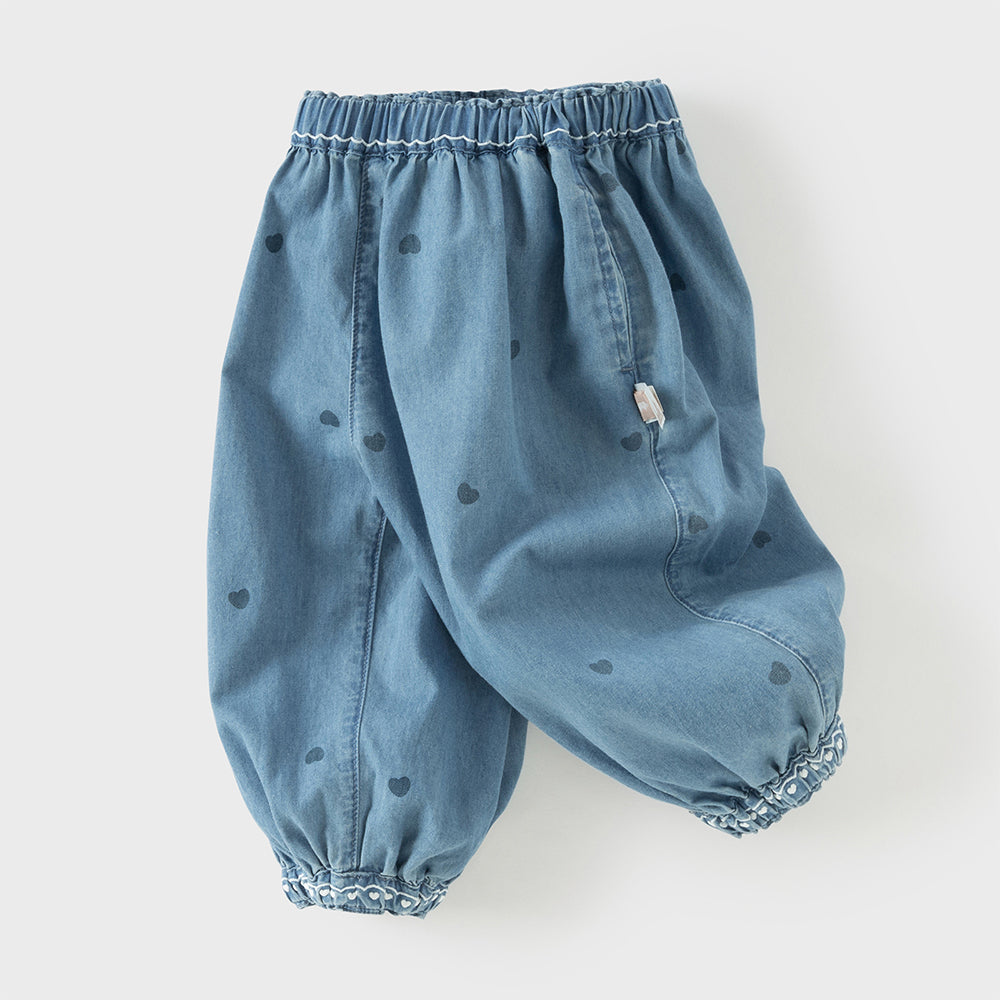 Dave&Bella Toddler Girls Summer Fashion Denim Blue Cotton Loose Jogger Jeans
