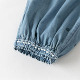 Dave&Bella Toddler Girls Summer Fashion Denim Blue Cotton Loose Jogger Jeans