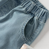 Dave&Bella Toddler Girls Summer Stylish Denim Blue Straight-leg Wide Lightweight Jeans