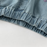 Dave&Bella Toddler Girls Summer Stylish Denim Blue Straight-leg Wide Lightweight Jeans