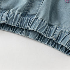 Dave&Bella Toddler Girls Summer Stylish Denim Blue Straight-leg Wide Lightweight Jeans