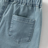 Dave&Bella Toddler Girls Summer Stylish Denim Blue Straight-leg Wide Lightweight Jeans