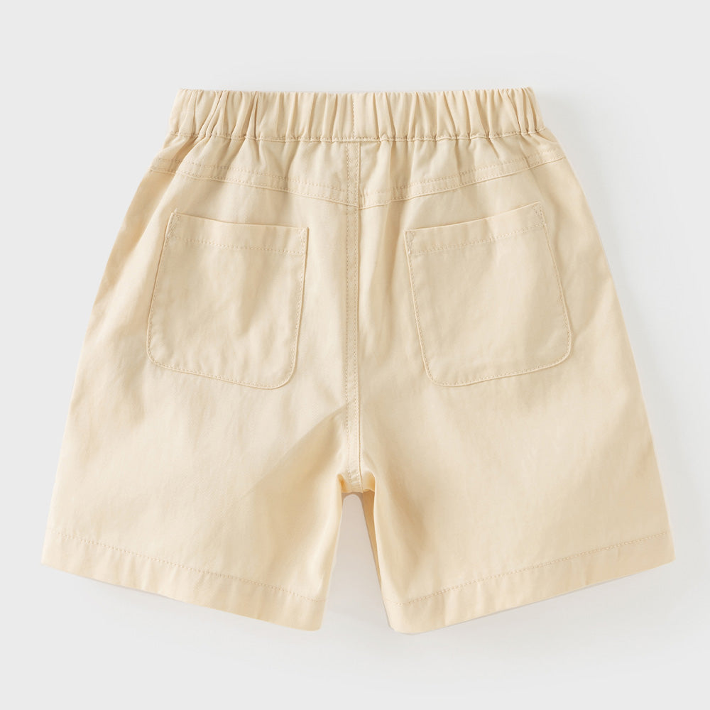 Dave&Bella Summer Toddler Boys Khaki  Embroidery Casual Comfortable Straight-leg Shorts